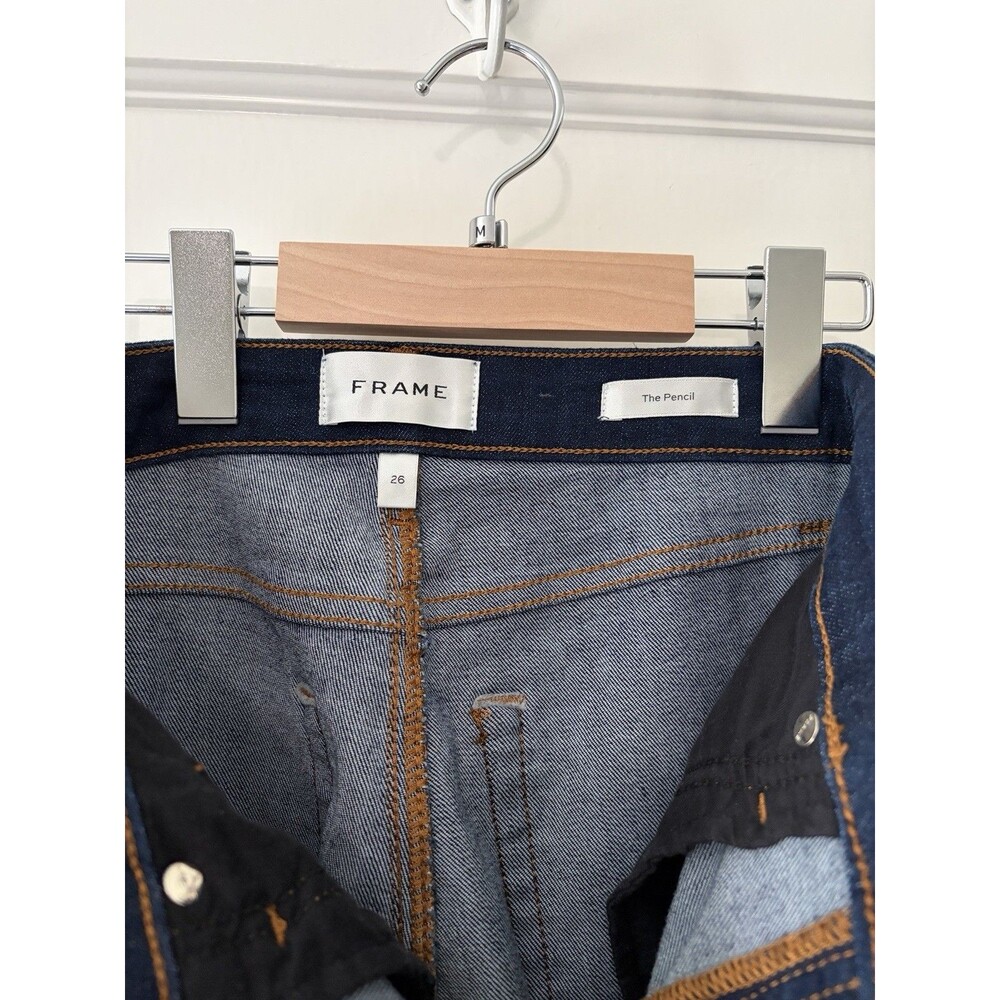 FRAME EUC The Pencil Denim Dark Rinse Skinny Jeans Women 26 Stretch Minimalist - Picture 6 of 6